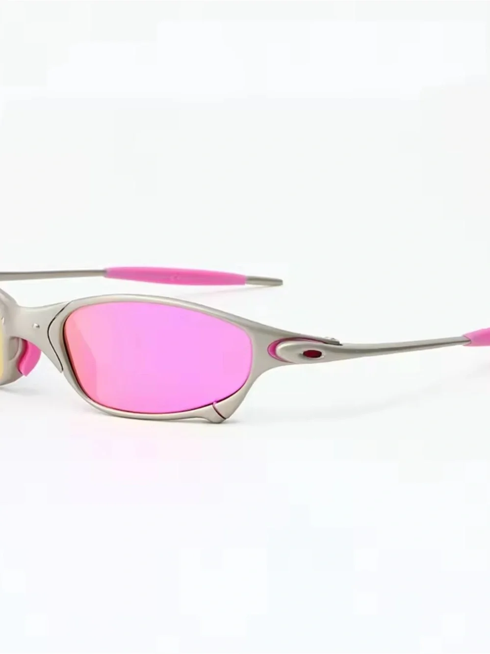 Silver Frame Blue Mirror Lens Sports Sunglasses